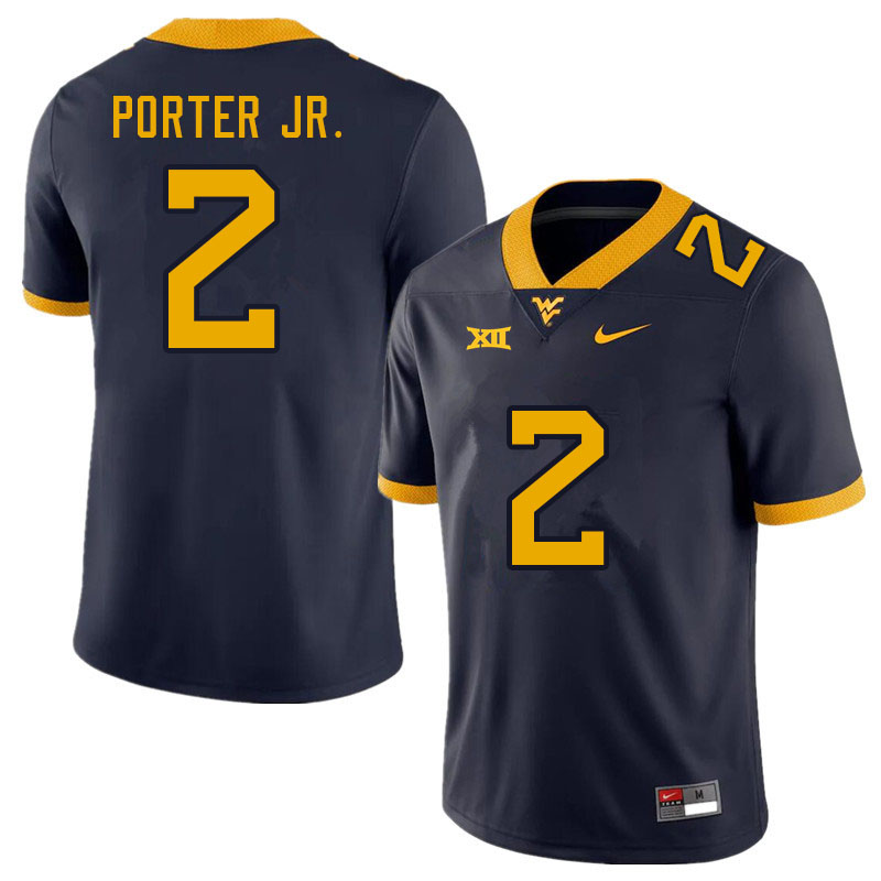 NCAA Men's Daryl Porter Jr. West Virginia Mountaineers Navy #2 Nike Stitched Football College Authentic Jersey AM23F74AM